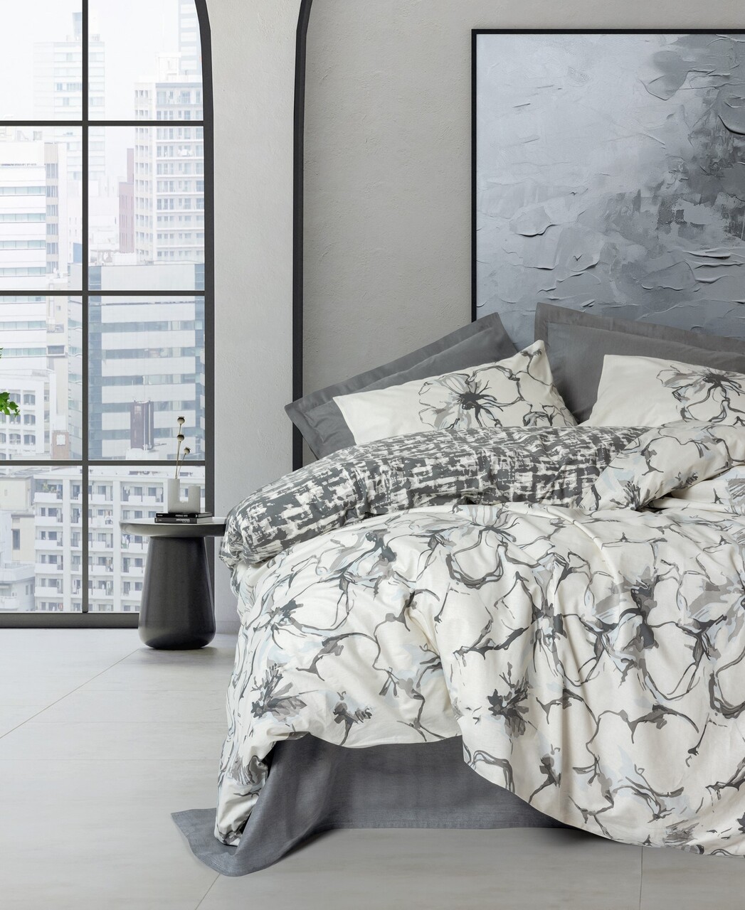 Lenjerie de pat dubla, L'essentiel Maison, Hilaris, Antracit - imagine 3